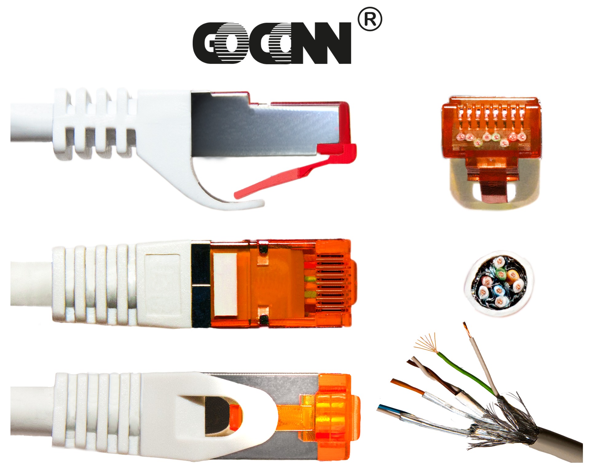 GoConn Patchkabel Cat6 10m orange Rastnasenschutz S/FTP PiMF 250MHz 2xgeschirmt